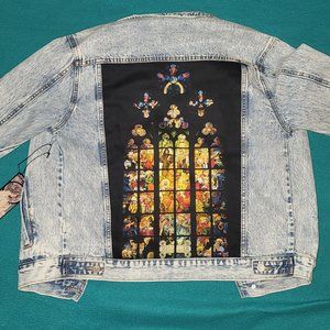 Alphonse Mucha Stained Glass Denim Jean Jacket